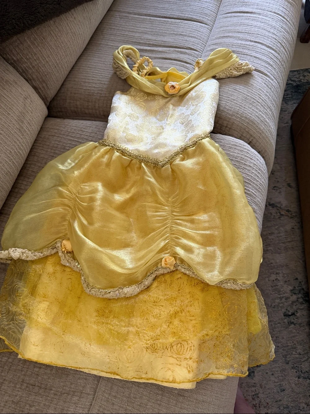 Disney’s Bell from beauty and the beast, beautiful yellow and gold size small